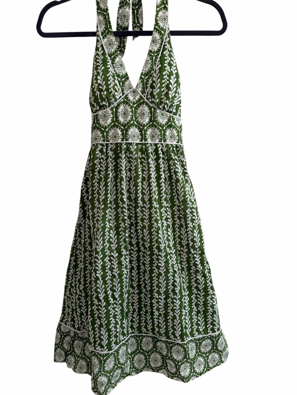 Trixxi Green Halter Dress with White Print